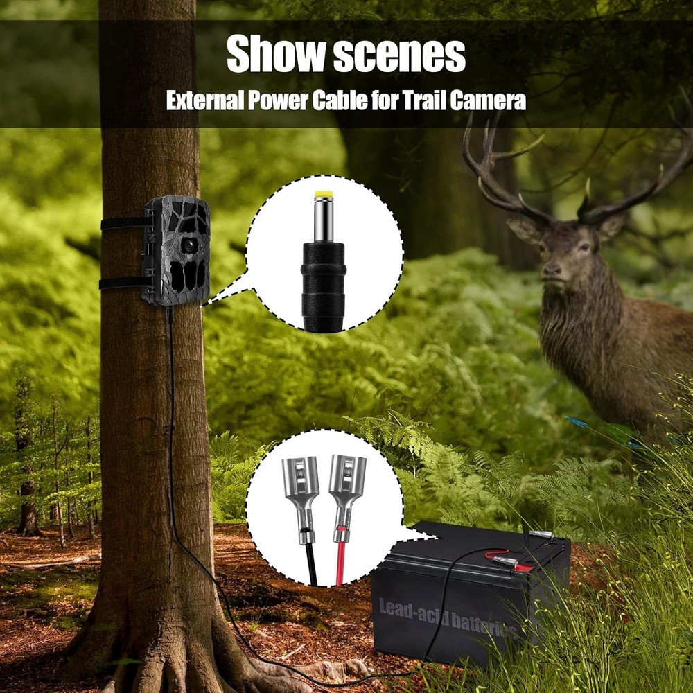 2 PCS Trail Camera Power Cord,5.5x2.1mm DC External Cable Compatible...