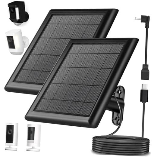2-Pack 8W Solar Panel for Ring Camera, IP65 Waterproof 2-pack 8w solar panel