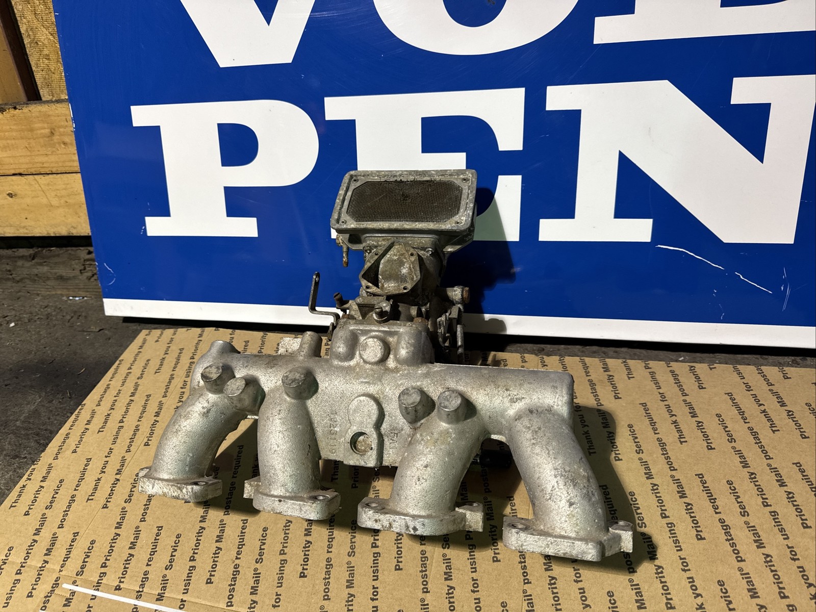 Volvo Penta AQ120 and AQ140 4 Cylinder Marine intake manifold with carb.