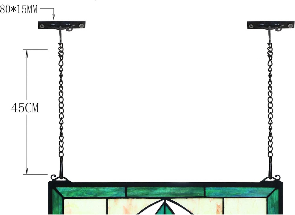 Extra Large Horizontal Transom Window Stained Glass Window Panels Hanging 26"...