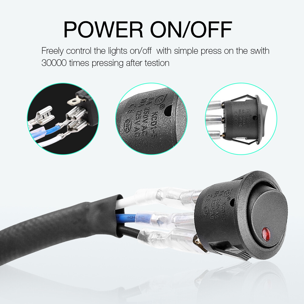 Wireless Remote Control Switch Strobe w/2-Lead Wiring Harness Kit LED Light Bar