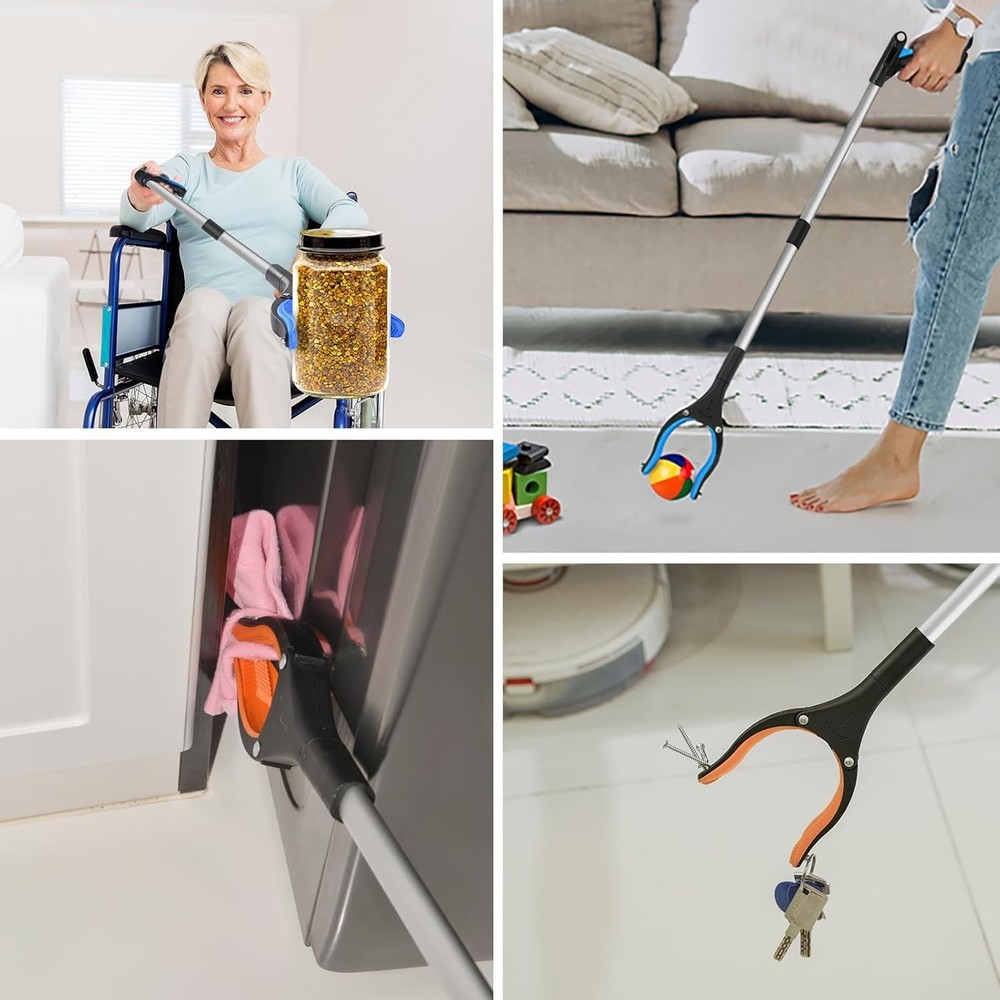 2-Pack 34” Grabber Pickup Tool - Enhanced Grip & Folding Design
