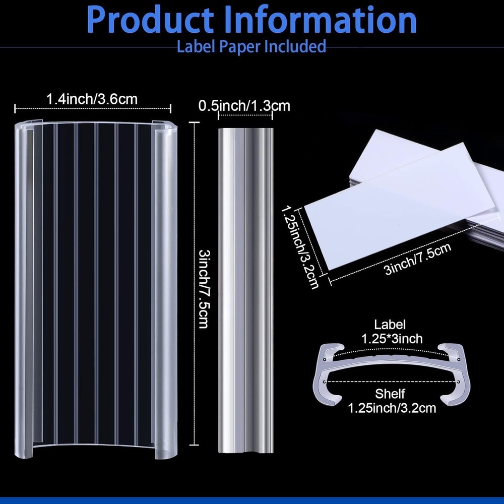 Metro Shelf Label Clips - 200 Wire Rack Labels with Inserts