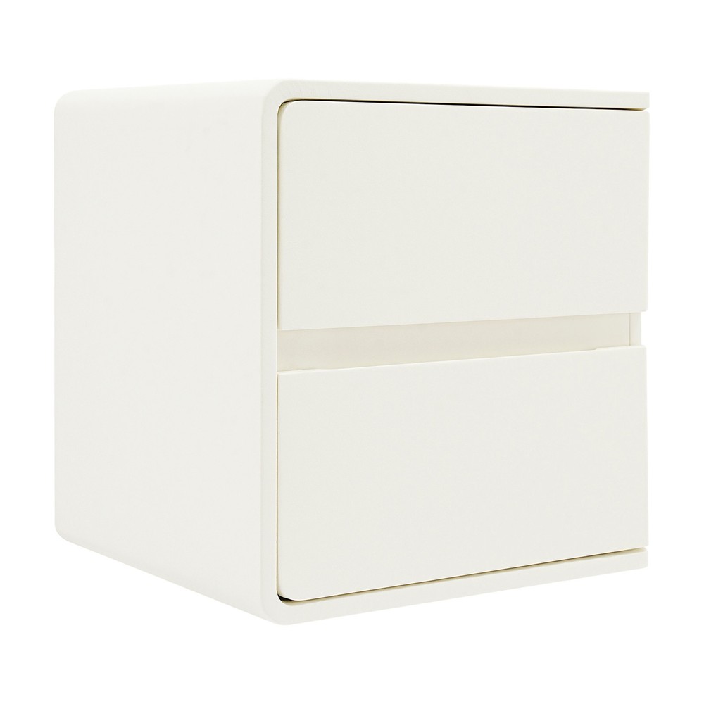 2-Drawer Minimalist Bedside Table, Nightstand with Microfibre Leather Wrap