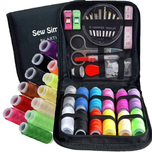 Travel Sewing Kit with Scissors Sewing Thimble Thread Tape Measure