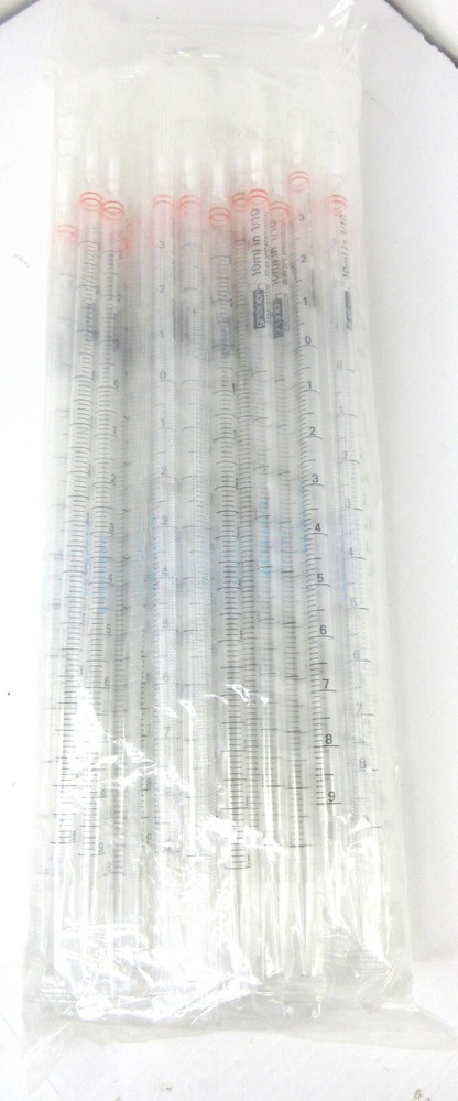250 Individually Wrapped ENE Mate Serological Pipets 10ml Polystyrene Disposable