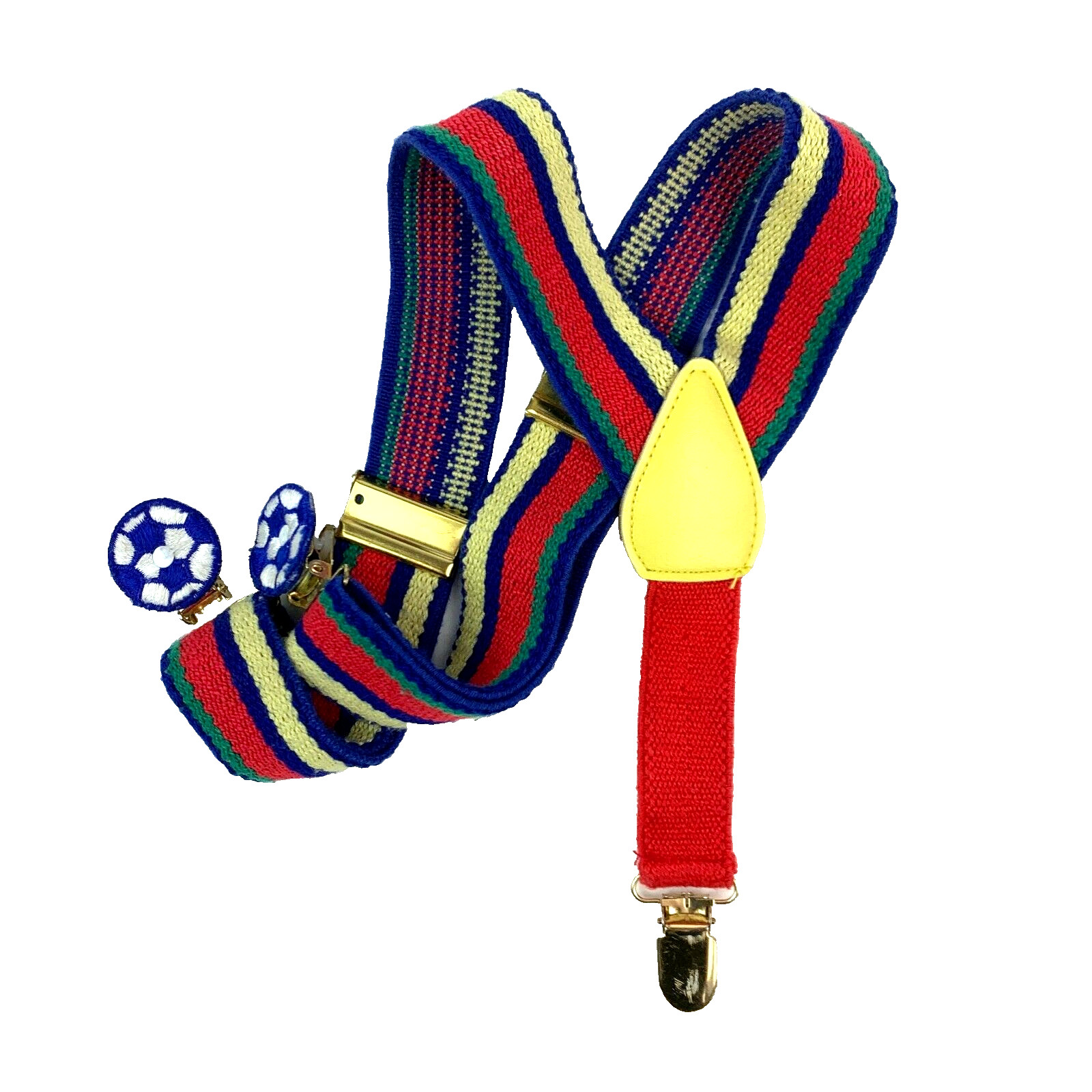 Vintage Striped Soccer Ball Boys Adjustable Suspenders