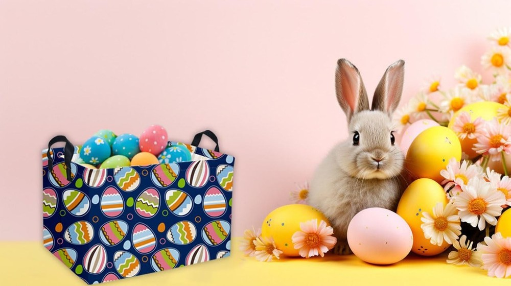 Essme Rectangular Easter Baskets,Bule Bins with Handles for Easter Decor,Shel...