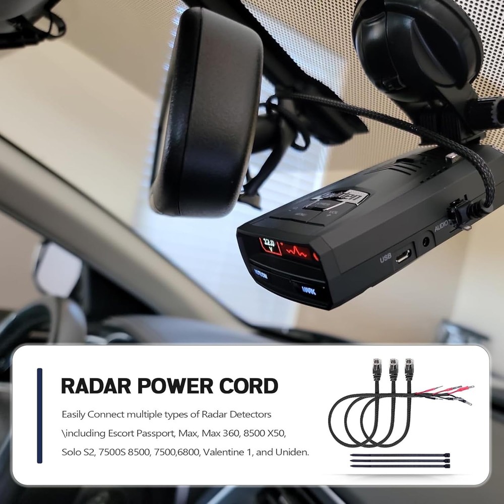 16.5" Radar Detector Hardwire Power Cord Mirror Wire Plug Tap Compatible with E