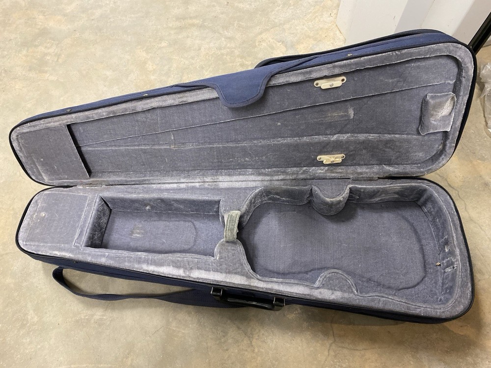 Durable Cloth Fluff Triangle Shape Case Gray/Beige Lining for Violin Blue