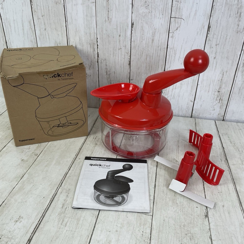 TUPPERWARE Red Quick Chef Food Processor Chopper Mixer Whisk - New