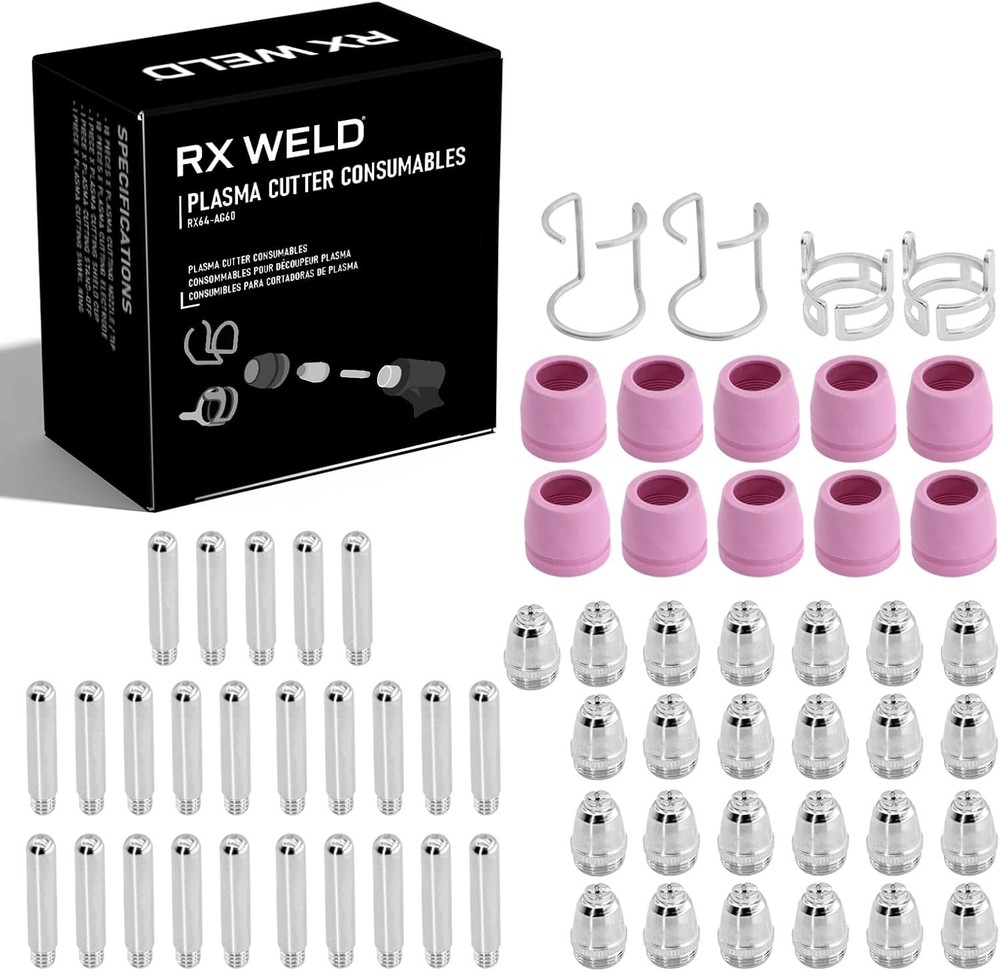 64PCS Precision Plasma Cutter Consumables for AG-60: For DIY & Small Projects