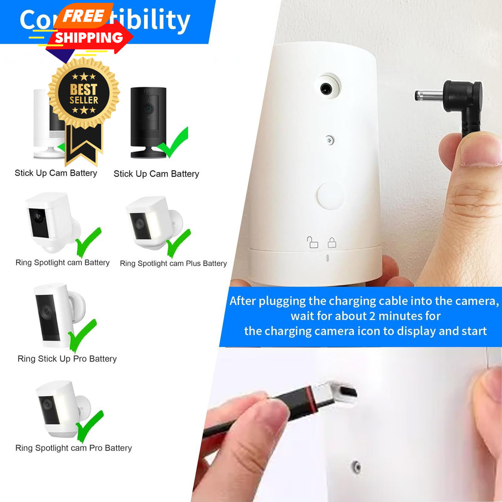 Solar Panel for Ring Camera, 4W Charger Compatible with Black-1Pack