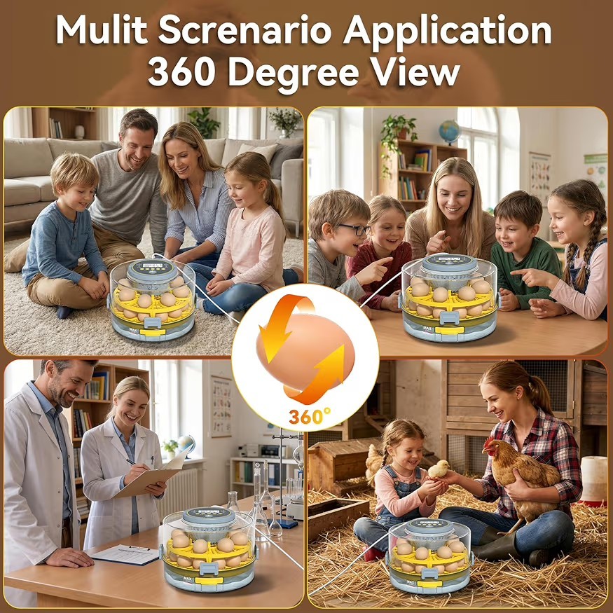20 Egg Incubator with Auto Rotation, Temperature & Humidity Control