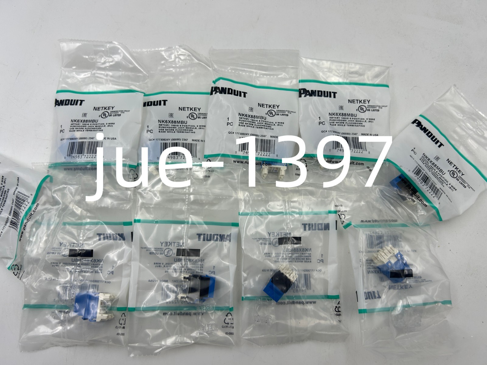 Panduit NetKey NK6X88MBU Cat6a Keystone Jack Blue Module (Qty 50) Free shipping