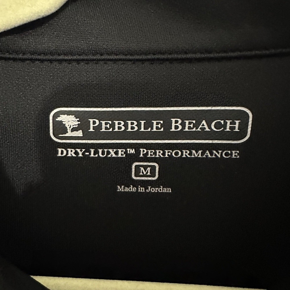 Pebble Beach Mens Dry-Luxe Performance 1/4 Zip Pullover Black Grey Medium