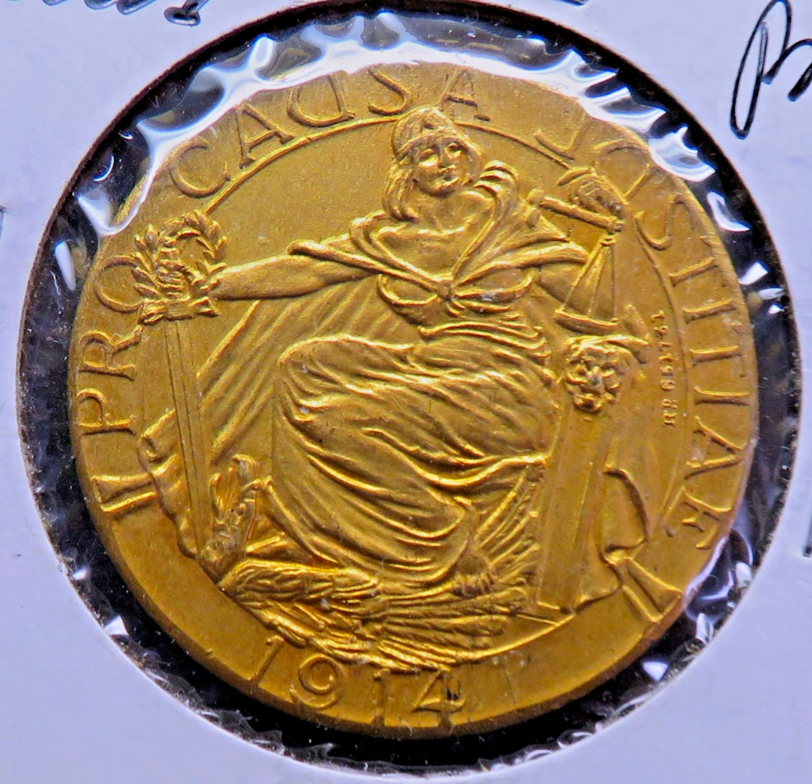1914 France Outbreak Of World War 1 Gilt Bronze Medal-Uncirculated
