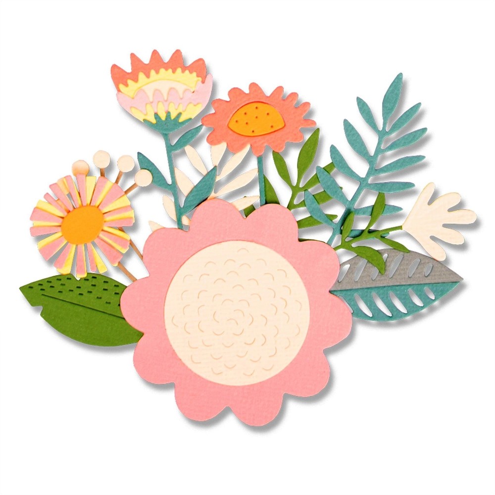 Floral Tropics Flowers & Leaves Sizzix Thinlits Thin Metal Die Set 663854 NEW!