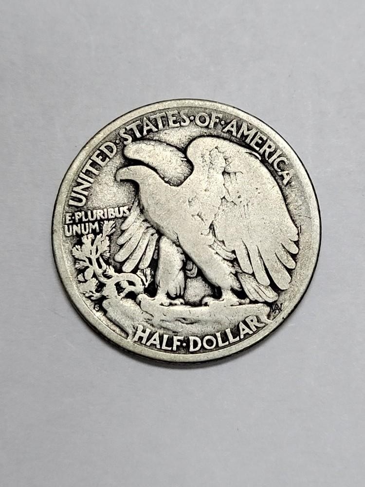 1917 S REVERSE Walking Liberty Half Dollar