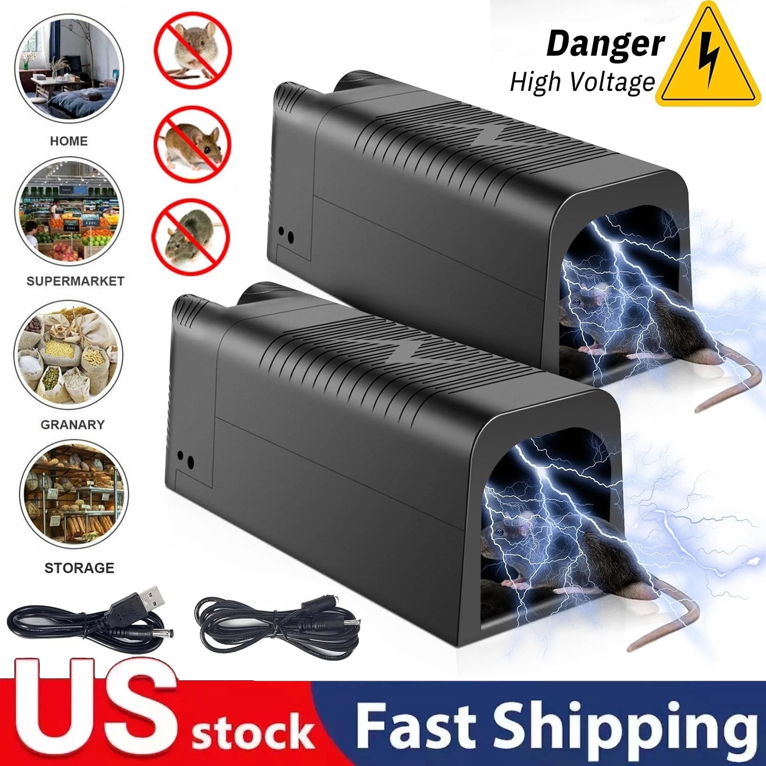 Electronic Mouse Trap Control Kill Big Rat Pest Electric Rodent Zapper Upgraded