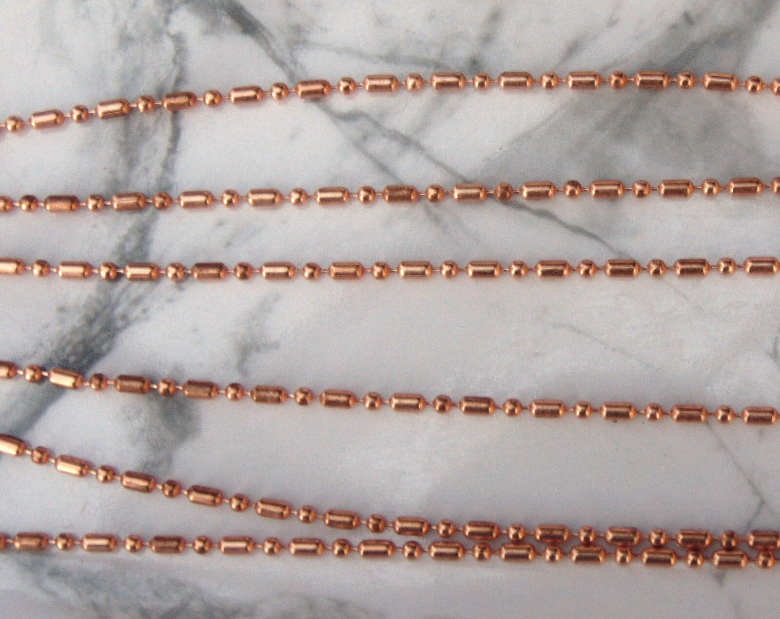 Pure COPPER Ball Chain Bar + Ball Bead~ 2.4mm w/ or w/o Connectors Made in USA