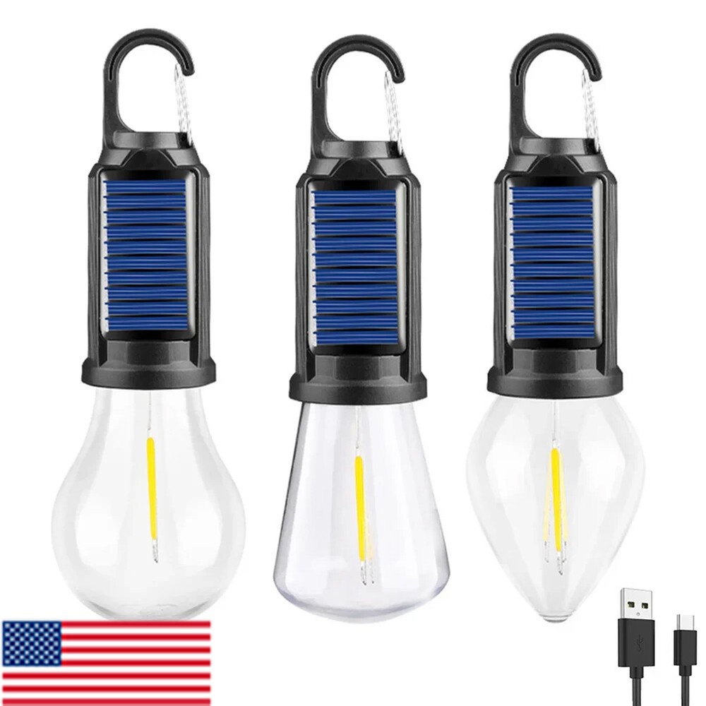 3PC Solar Portable Camping Light with Hook LED Lighting Lantern Atmosphere Light
