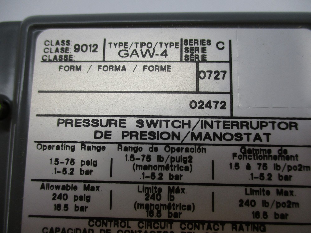SQUARE D 9012GAW-4 SER. C 240PSI NSMP