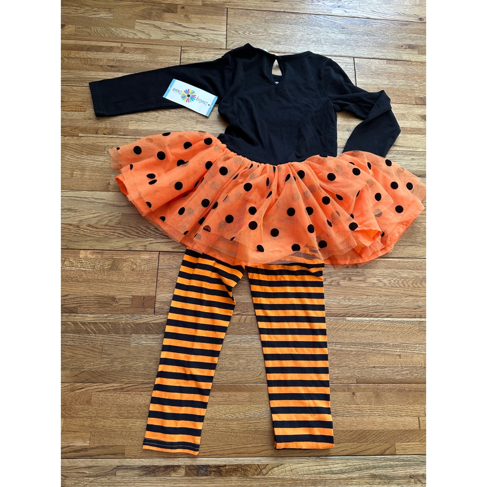 Counting Daisies Halloween Outfit 4T Black Cat Pumpkin Tutu Leggings Set