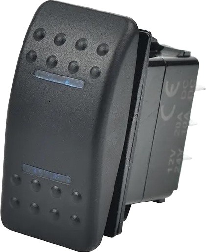 Open Trail Lighted 3-Position Rocker Switch Blue