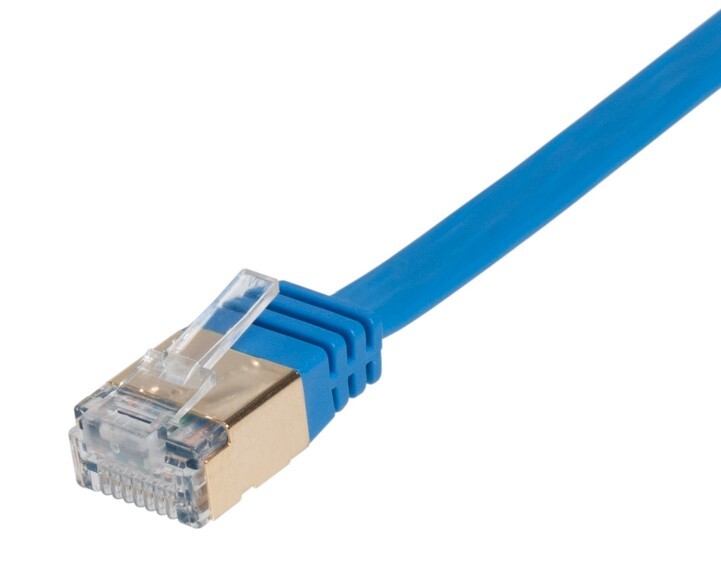 CAT7 Flat SFTP Ethernet Patch Cable 10Gbps Blue Cord 6FT-100FT Multi-Pack LOT