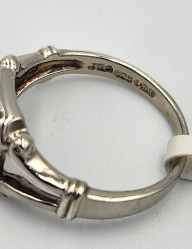 Sterling Silver CZ & Sapphire Ring, Size 9