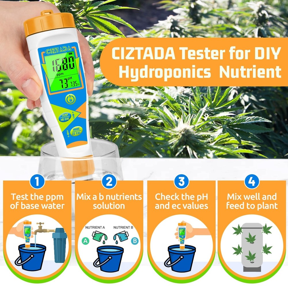 pH Meter for Water Digital EC and PPM Meter for Hydroponics Nutrien... Fast Ship