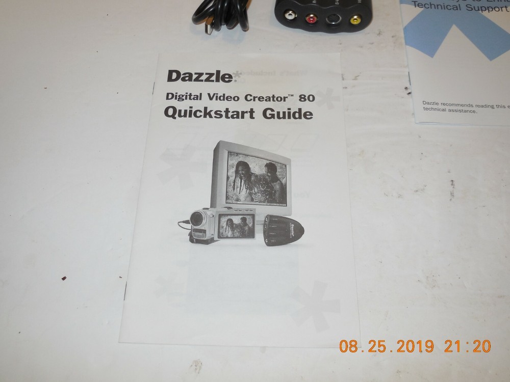 DAZZLE DVC-80 Digital Video Creator 80 Video Capture Device RCA USB Cable Disc