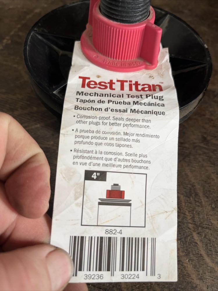 Test Titan Mechanical test plug 4" #882-4 New Drain Plug