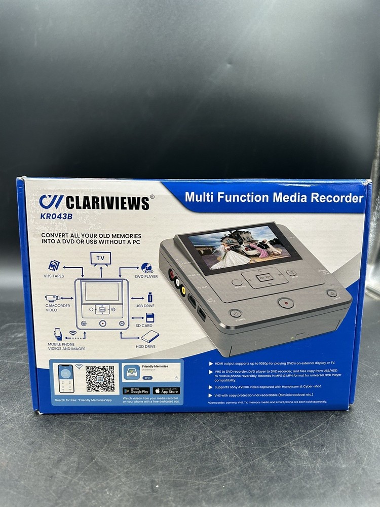 CLARIVIEWS Multi-Function Media Recorder, VHS to Digital - KR043B (READ!!)
