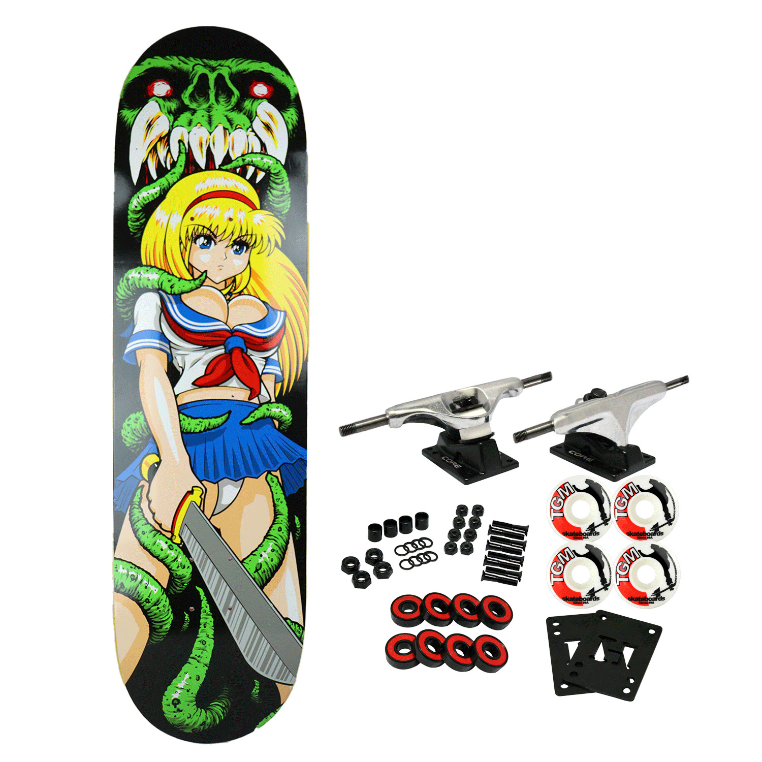 Hook Ups Skateboard Complete Tentacle Schoolgirl 8.25"