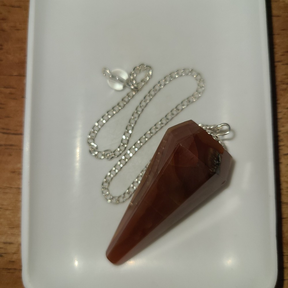 Carnelian Faceted Cone Crystal Dowsing Pendulum Divination Tool