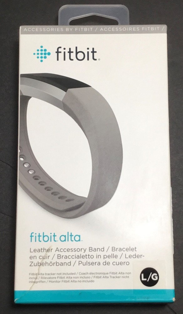 FITBIT OEM ALTA/ALTA HR GRAPHITE LEATHER REPLACEMENT BAND SIZE LARGE OPENED BOX