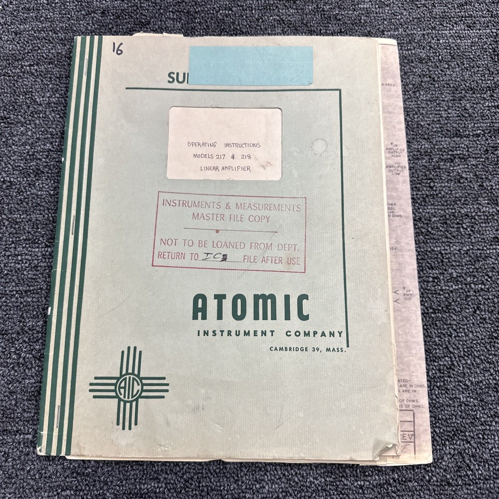 Atomic Instrument Models 217 & 218 Linear Preamplifier Operating Instructions