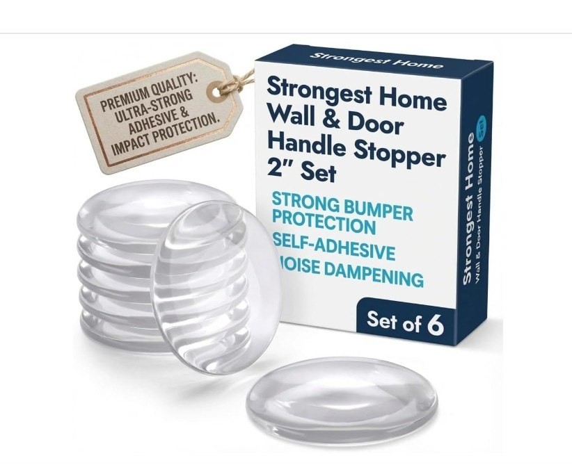 STRONGEST HOME Wall Protector for Door Knobs, 2-Inch - Clear Self-Adhesive Door