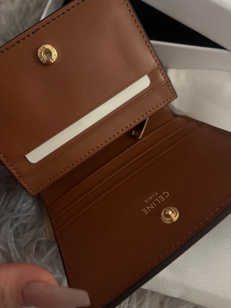 CELINE Tri Fold Wallet Dark Brown From Japan