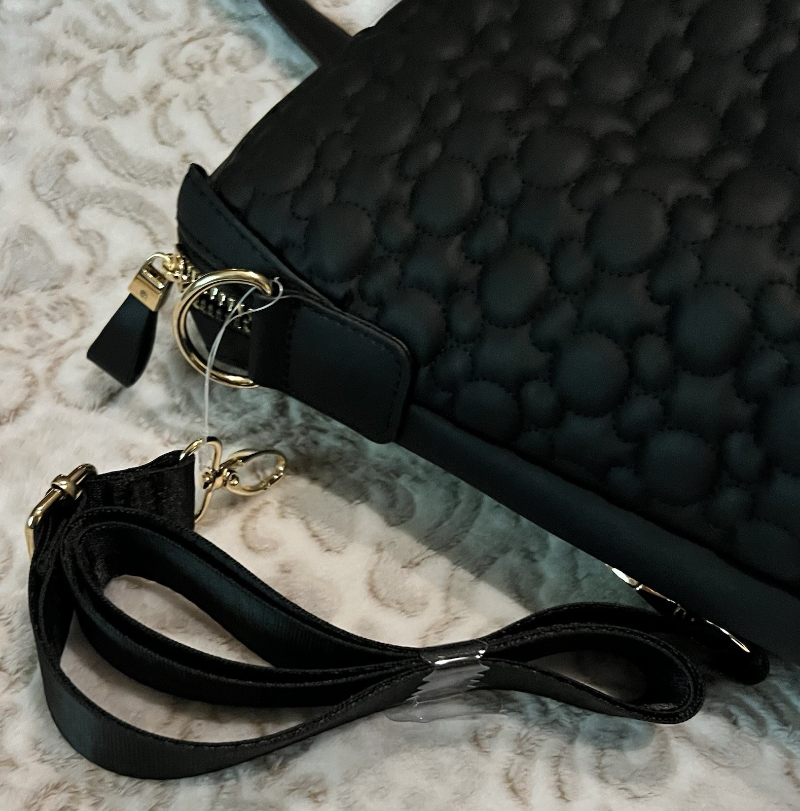 Disney Primark Mickey Mouse Black and Gold Duffle Bag Large Quilted Tote NWT