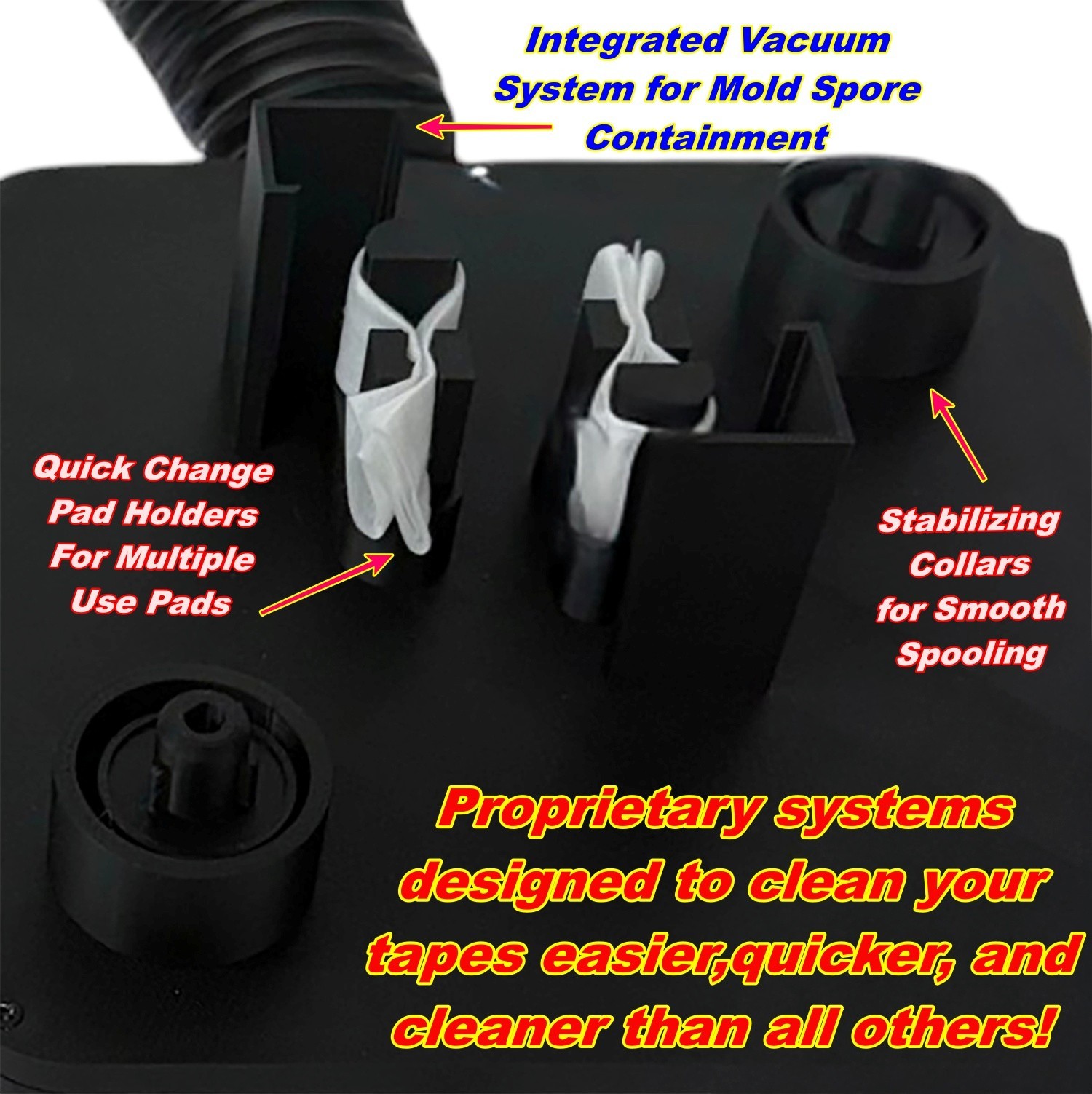 VHS Mold Cleaner Betamax Analog Tape Cleaning Removal System w/ 100ct PEC-PADs!