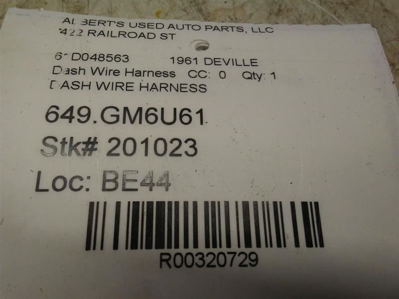 1961 Cadillac Deville Dash Wire Harness 61