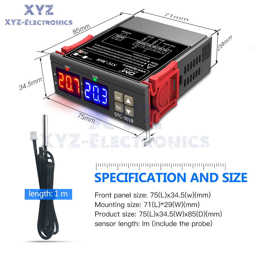 STC-3018 AC 110-220V Digital Temperature Controller Thermostat NTC Sensor Probe