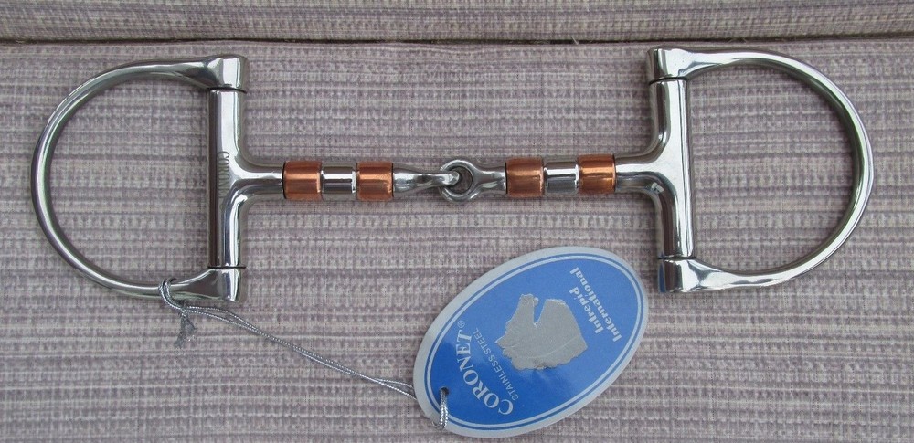 Dee Snaffle Bit 5" Stainless & copper roller snaffle mouth