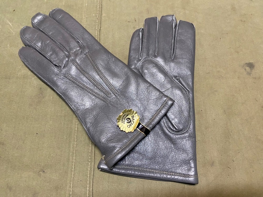 ORIGINAL WWII US ARMY OFFICER CUSTOM PX BOUGHT GREY LEATHER FIELD GLOVES-SMALL
