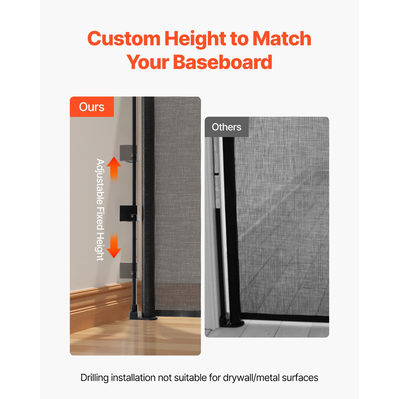 Uimoso Retractable Mesh Gate for Pets and Babies, 202.7 x 39 Inches, Black