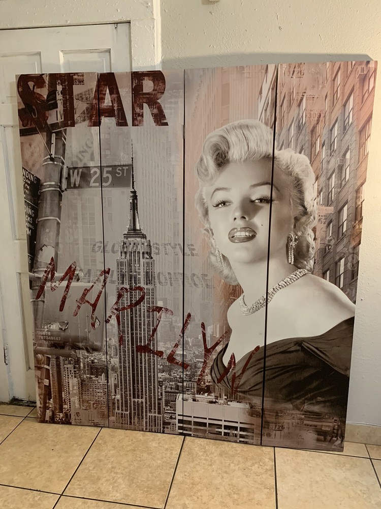 Large 4 Panel Canvas Madeley Monroe ￼Room Divider Screen