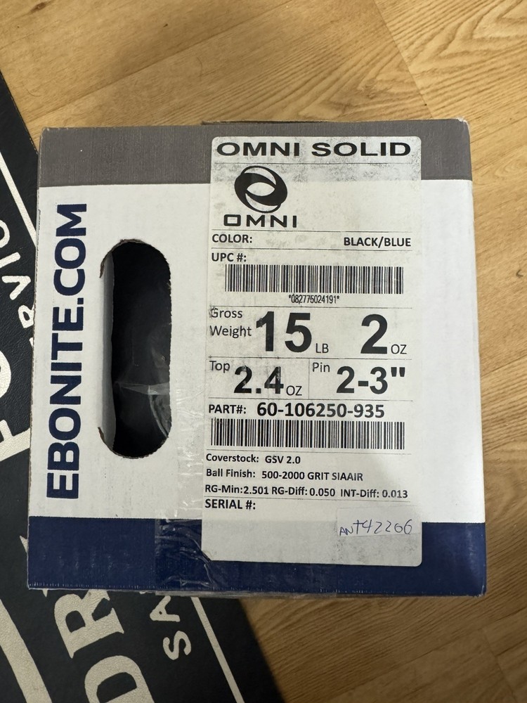 NIB 15lb Ebonite "OMNI SOLID" UNDRILLED